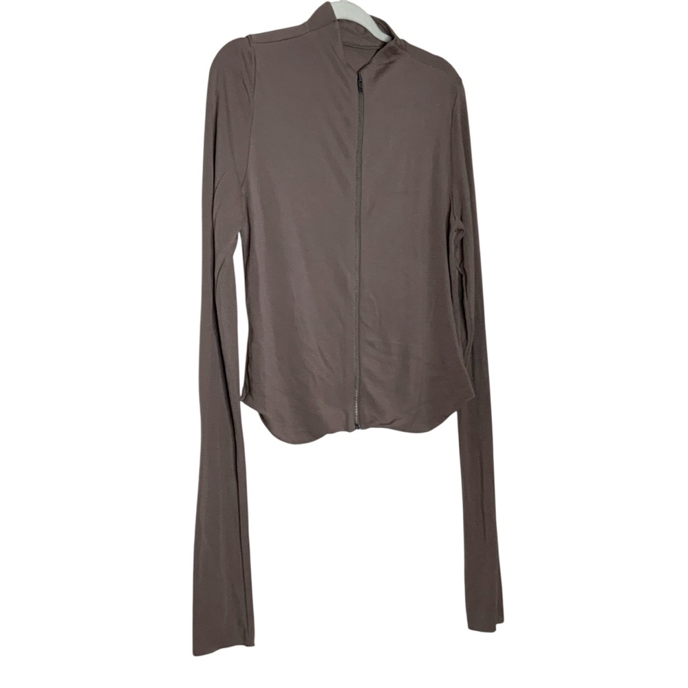 SKIMS Long Sleeve Brown Zip-Up Top. Size